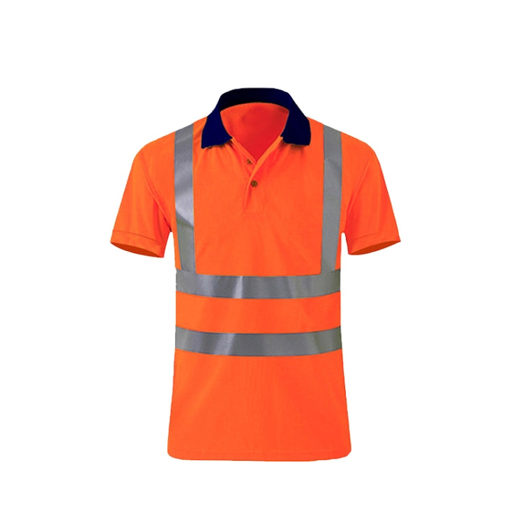 Reflective Quick-drying T-shirt Lapel Short-sleeved Safety Work Shirt, Size: XXXL(Orange Red) - Workplace Safety Supplies by buy2fix | Online Shopping UK | buy2fix