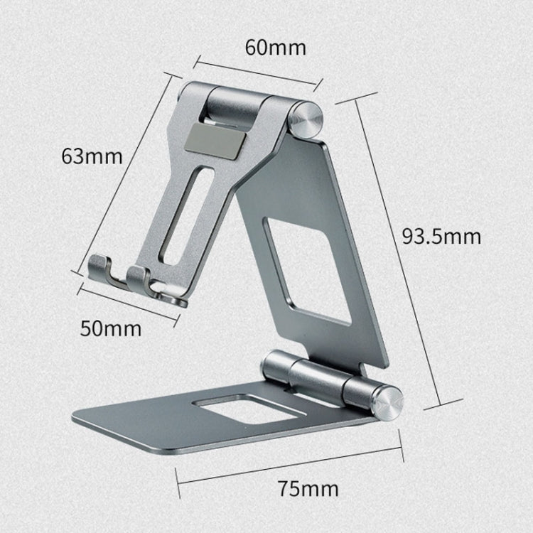 Z10A   Aluminum Alloy Double Folding Mobile Phone Holder Desktop Tablet Lazy Holder(Grey) - Desktop Holder by buy2fix | Online Shopping UK | buy2fix