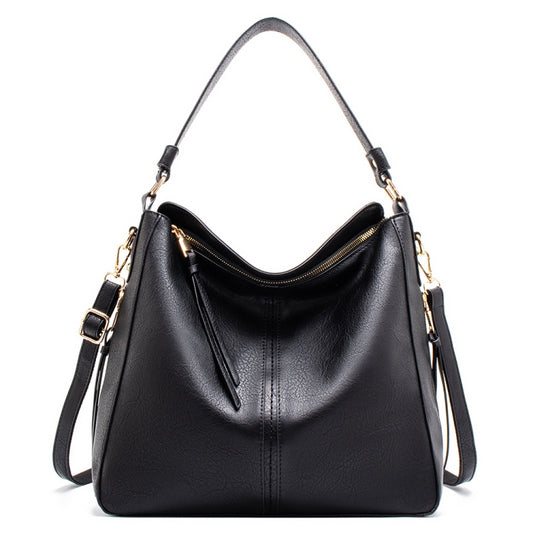 7871 Large Capacity Adjustable Leather Tote Bag Multi-compartment Shoulder Bag, Color: Black - Handbags by buy2fix | Online Shopping UK | buy2fix