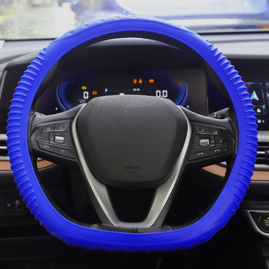 Silicone Non-slip Wear-resistant Concave Point Car Steering Wheel Cover, Size: 34-38cm(Blue) - In Car by buy2fix | Online Shopping UK | buy2fix