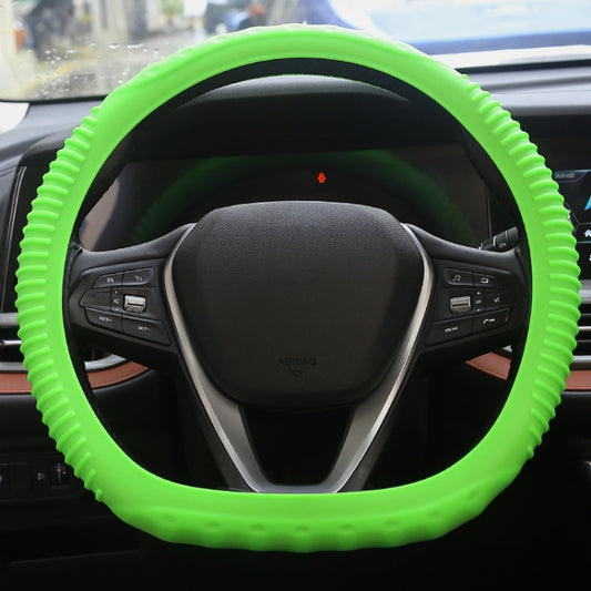 Silicone Non-slip Wear-resistant Concave Point Car Steering Wheel Cover, Size: 34-38cm(Green) - In Car by buy2fix | Online Shopping UK | buy2fix