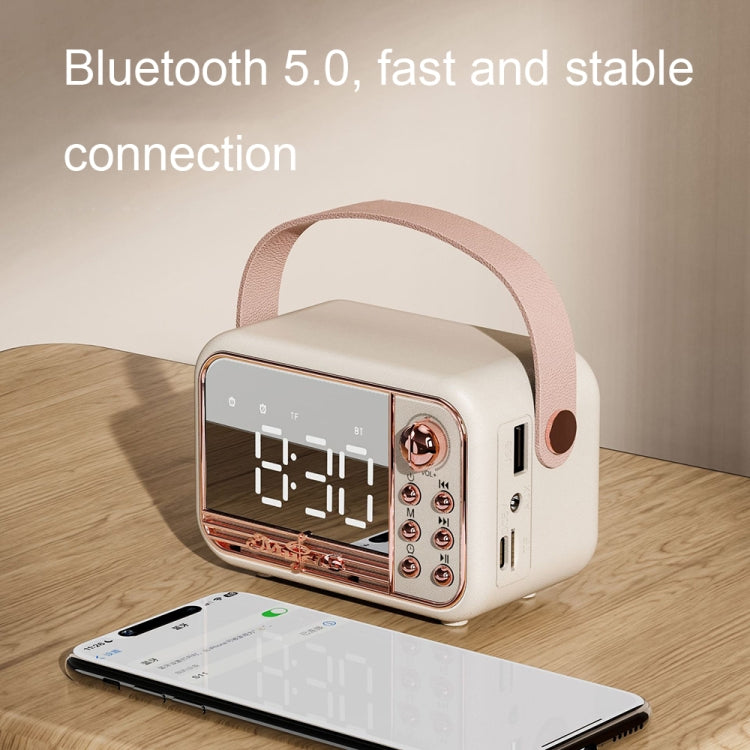 S11 Handheld Retro Alarm Clock Bluetooth Speaker Desktop Portable Clock(Pink) - Desktop Speaker by buy2fix | Online Shopping UK | buy2fix