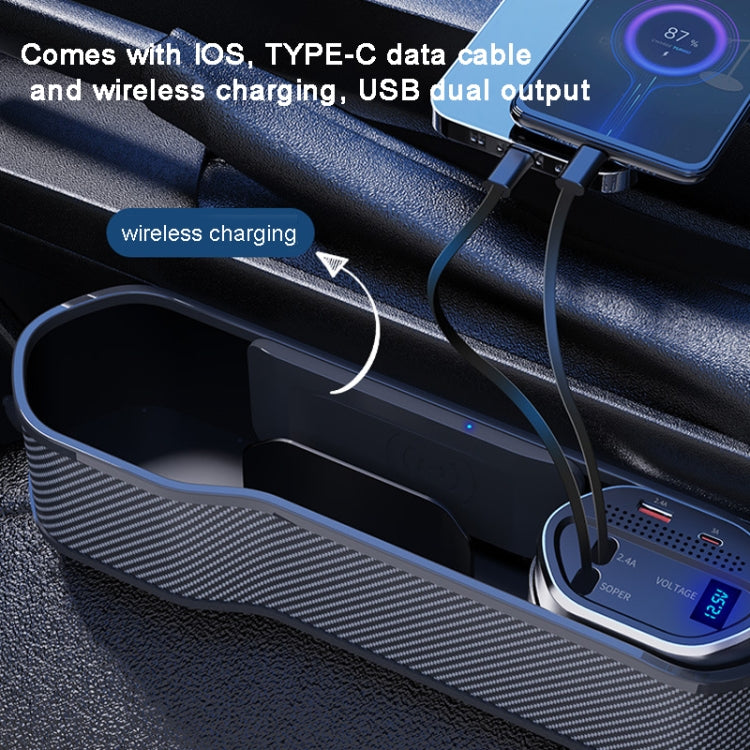 Vehicle Seat Gap Storage Box Organizer Front Seat Console Side Pocket ,Spec: Wireless Charging Upgrade Wire -  by buy2fix | Online Shopping UK | buy2fix