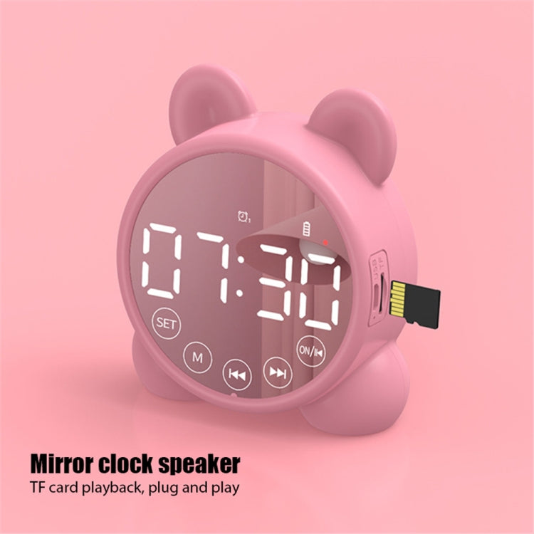 P1 Mini Card Mirror Clock Wireless Bluetooth Speaker with FM Radio(Light Green) - Mini Speaker by buy2fix | Online Shopping UK | buy2fix