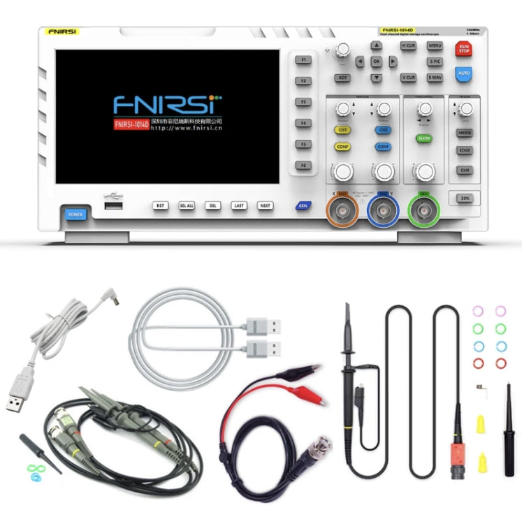 FNIRSI 1014D +P4100 Probe 2 in 1 Dual-channel 100M Bandwidth Digital Oscilloscope 1GS Sampling Signal Generator, US Plug - Digital Multimeter by FNIRSI | Online Shopping UK | buy2fix