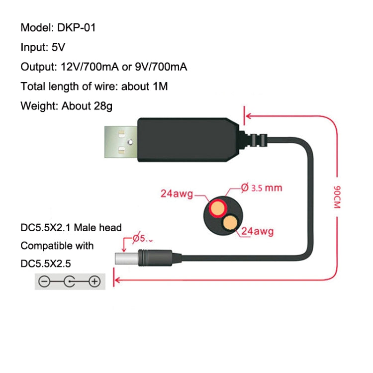 2pcs DC 5V To 12V USB Booster Cable Mobile Power Router Power Cord - Power Cord by buy2fix | Online Shopping UK | buy2fix