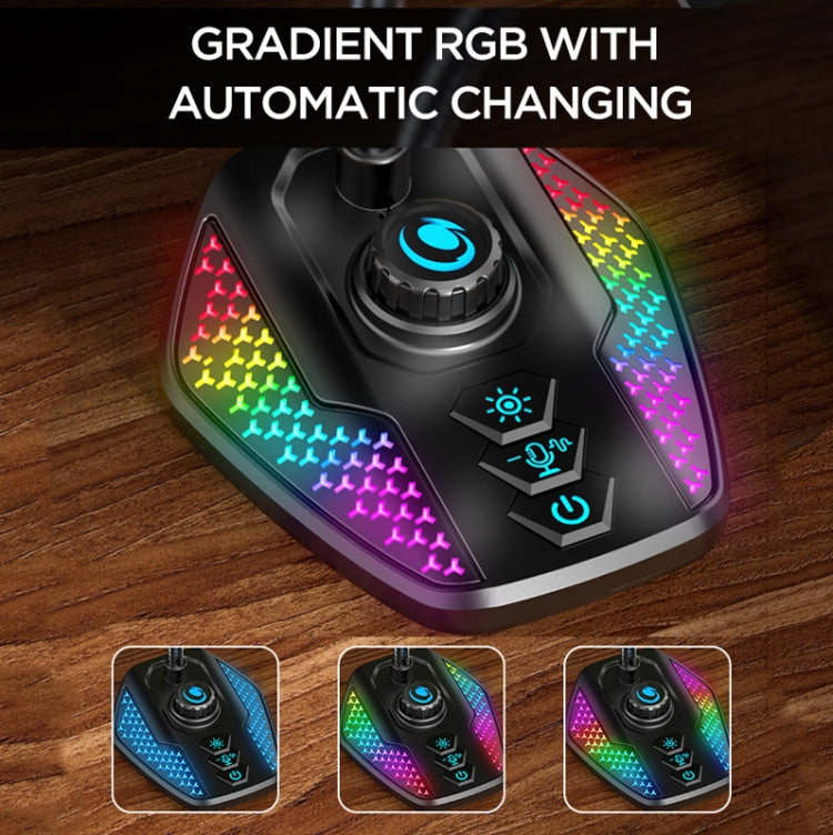 USB Gaming Microphone Built In Sound Card 5 Voice Changing Modes with RGB Lighting - Microphone by buy2fix | Online Shopping UK | buy2fix