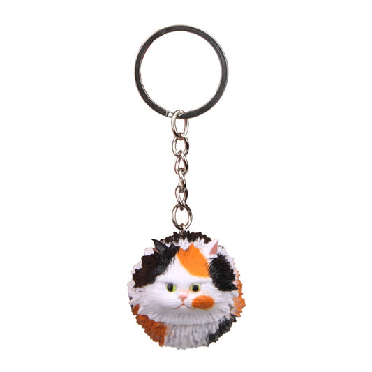 Round Little Tiger Cat Keychain Cartoon Key Ring Ornament(3 Color) - Key Rings by buy2fix | Online Shopping UK | buy2fix