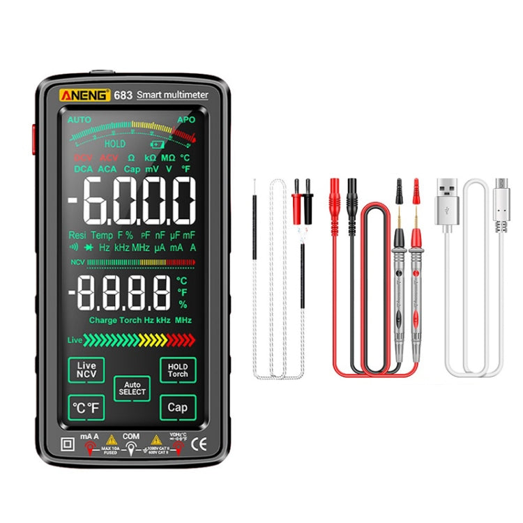 ANENG 683 Smart Touch Screen Automatic Range Rechargeable Multimeter(Black) - Digital Multimeter by ANENG | Online Shopping UK | buy2fix