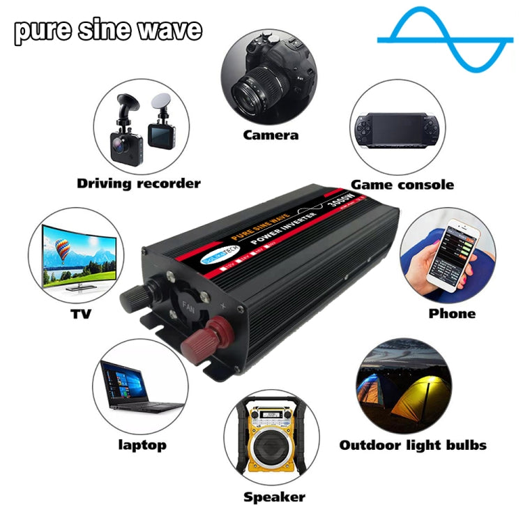 4000W 12V to 220V High Power Car Pure Sine Wave Inverter Power Converter - Pure Sine Wave by buy2fix | Online Shopping UK | buy2fix