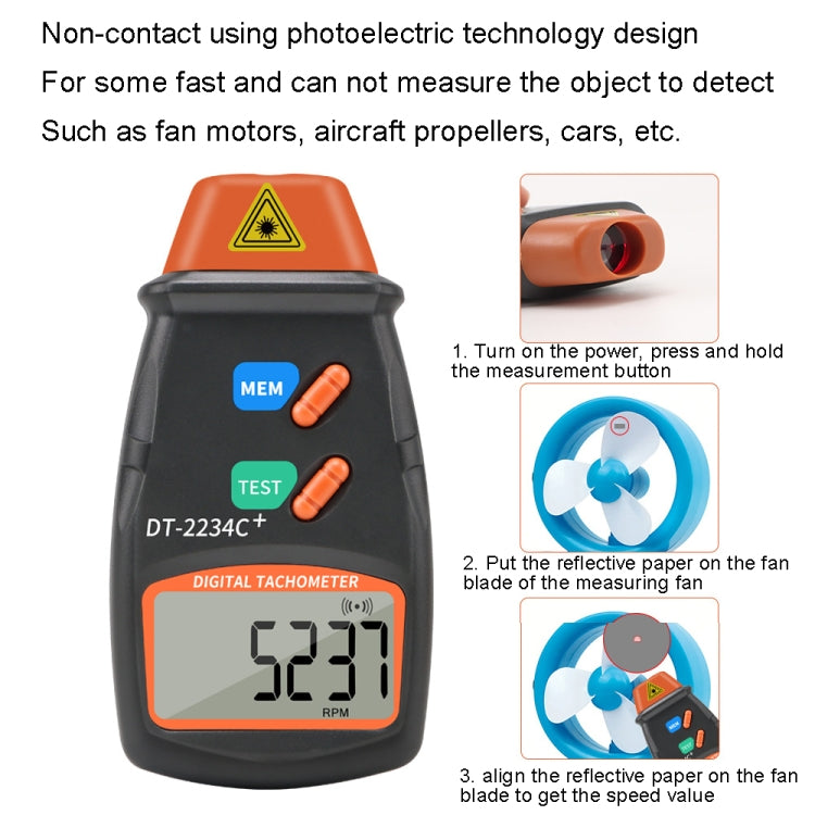 DT2234C+ Handheld Portable Motor Gear Tachometer Laser Tachometer - Tachometers & Anemometer by buy2fix | Online Shopping UK | buy2fix