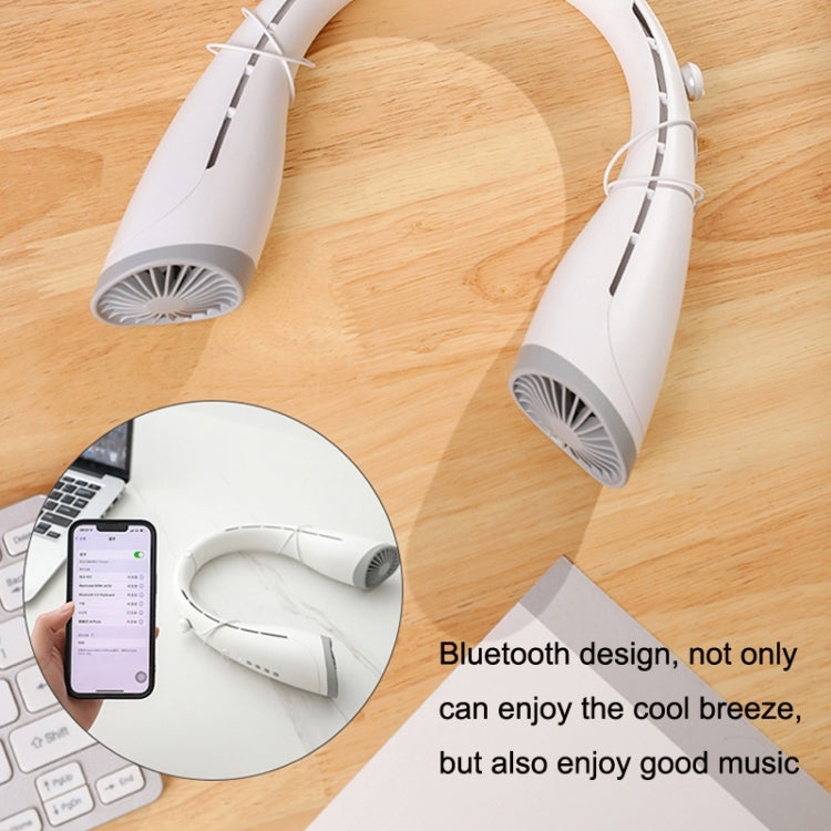 U-23 Ultra-Long Battery Life Outdoor Mute USB Bluetooth Hanging Neck Fan(White) - Electric Fans by buy2fix | Online Shopping UK | buy2fix