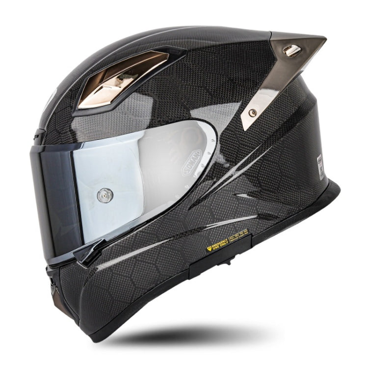 SOMAN Four Seasons Full Cover Motorcycle Helmet, Size: XXL(Snake Carbon Fiber Silver) - Helmets by SOMAN | Online Shopping UK | buy2fix