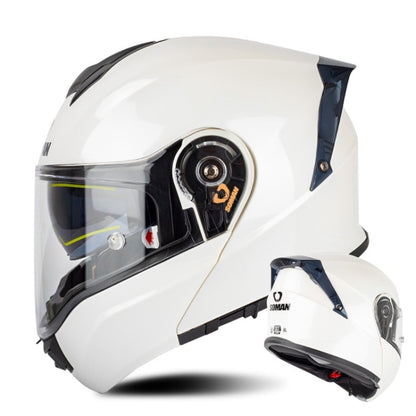 SOMAN Racing Motorcycle Double Lens Riding Safety Helmet, Size: XXL(Pearl White) - Helmets by SOMAN | Online Shopping UK | buy2fix