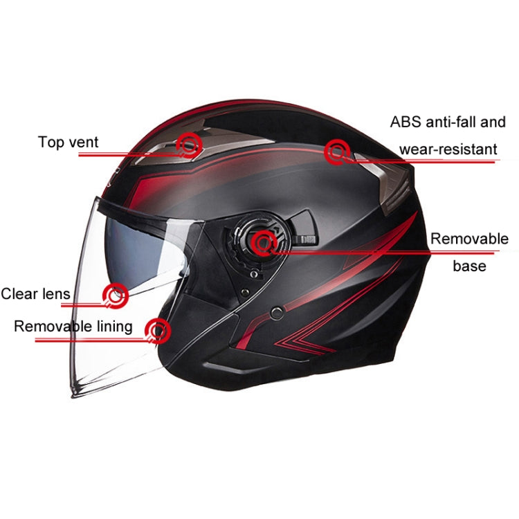 GXT 708 Electric Vehicle Dual Lens Helmet Four Seasons Safety Helmet, Size: M(Bright Black Blue) - Helmets by GXT | Online Shopping UK | buy2fix