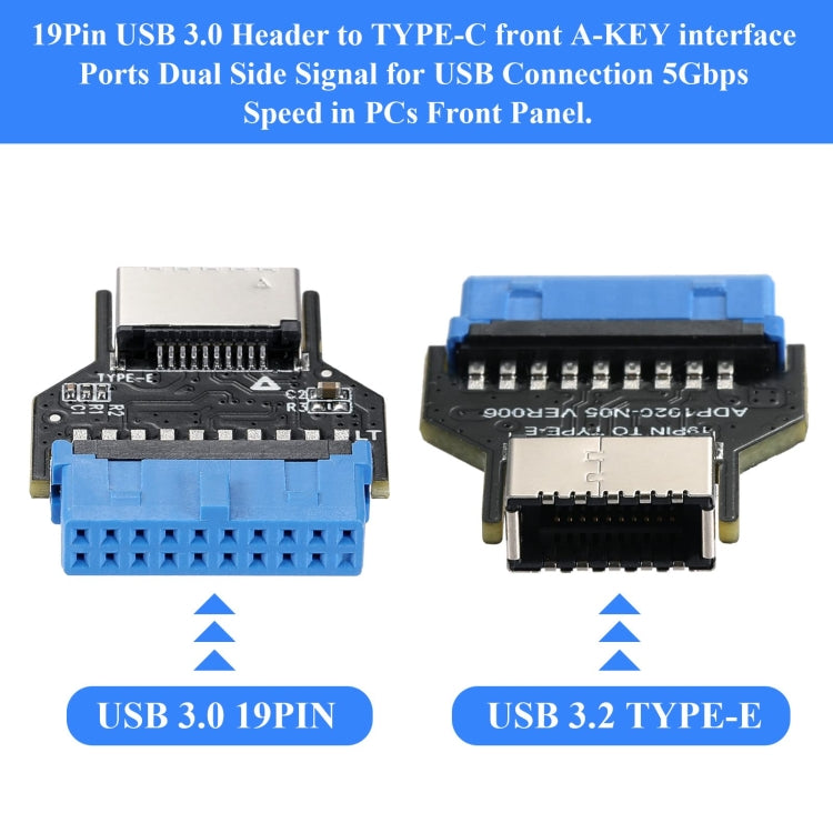 USB 3.0 19PIN Header to Type-E Front A-Key Interface Extend USB Ports to PC, Spec: Outward - Add-on Cards by buy2fix | Online Shopping UK | buy2fix