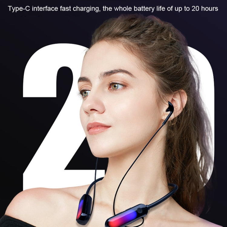 With Atmosphere Lamp Hanging Neck Bluetooth Earphone, Style: Earphone - Neck-mounted Earphone by buy2fix | Online Shopping UK | buy2fix