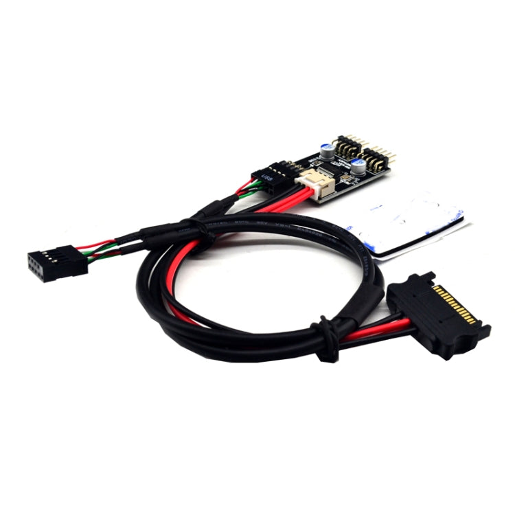 USB2.0 9pin To Dual 9pin Header HUB 1 to 2 Extension Connector Adapter with SATA Power Cable - USB 2.0 HUB by buy2fix | Online Shopping UK | buy2fix