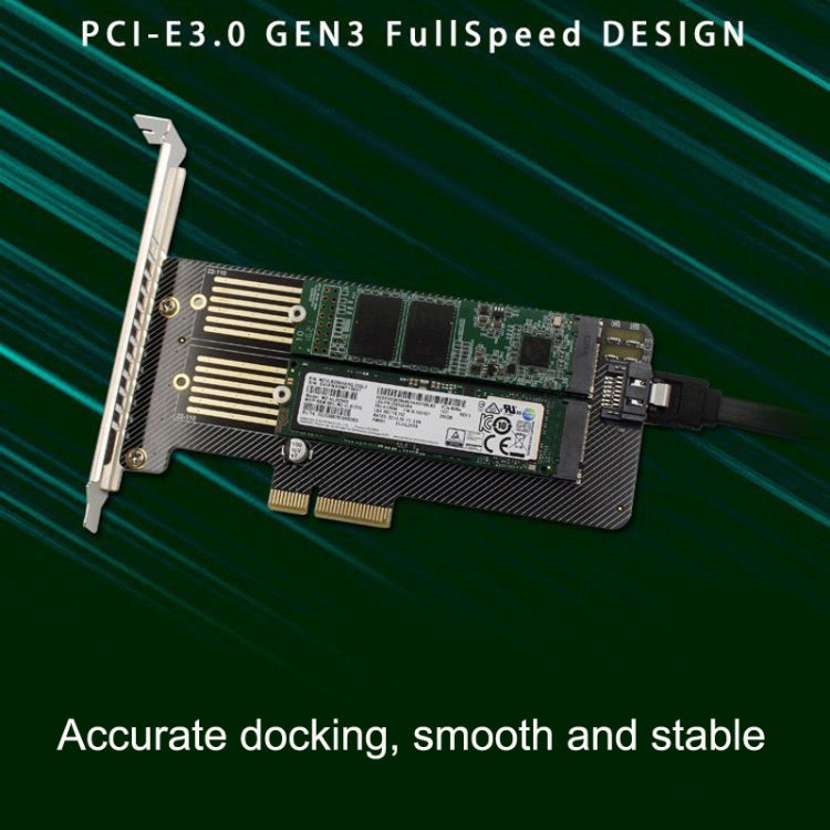 M.2 NVME NGFF SSD To PCIE SATA Dual Disk Conversion Expansion Card Supports MKEY BKEY Wiring(Black) - Add-on Cards by buy2fix | Online Shopping UK | buy2fix