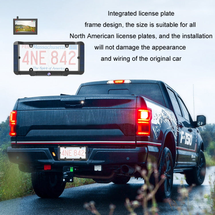 Solar Integrated License Plate Wireless Transmission Camera Reversing Display - Rear View Cameras by buy2fix | Online Shopping UK | buy2fix