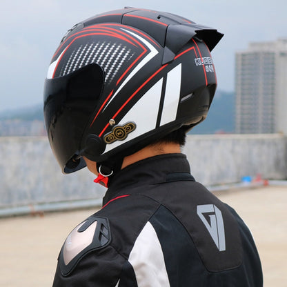 KUQIBAO Motorcycle Smart Bluetooth Sun Protection Double Lens Safety Helmet, Size: L(White Phantom Fiber) - Helmets by KUQIBAO | Online Shopping UK | buy2fix