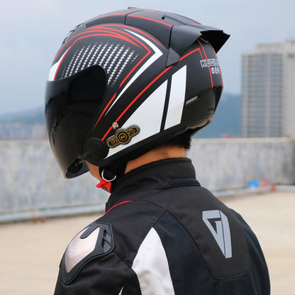 KUQIBAO Motorcycle Smart Bluetooth Sun Protection Double Lens Safety Helmet, Size: XXL(Matte Black) - Helmets by KUQIBAO | Online Shopping UK | buy2fix