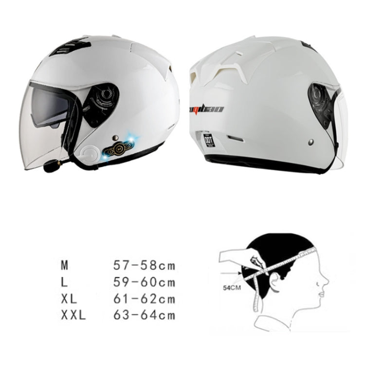 KUQIBAO Motorcycle Smart Bluetooth Sun Protection Double Lens Safety Helmet, Size: M(Bright Black) - Helmets by KUQIBAO | Online Shopping UK | buy2fix