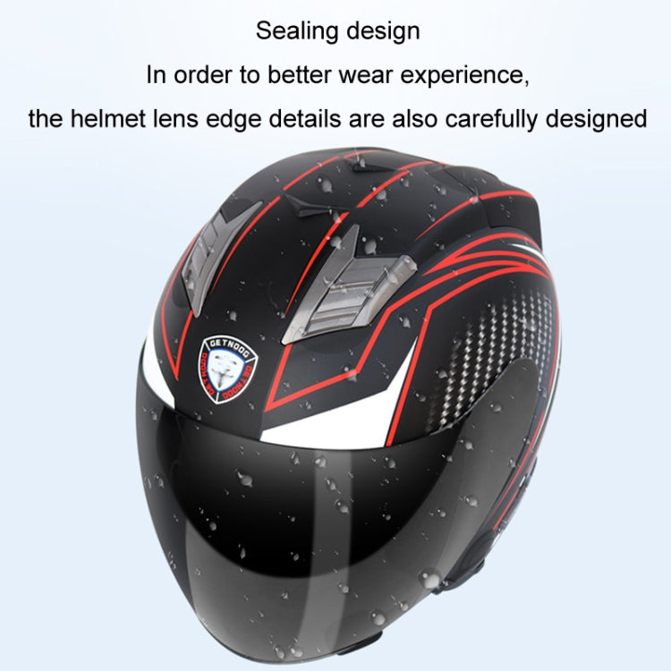 KUQIBAO Motorcycle Smart Bluetooth Sun Protection Double Lens Safety Helmet, Size: L(Glossy Black Phantom Fiber) - Helmets by KUQIBAO | Online Shopping UK | buy2fix