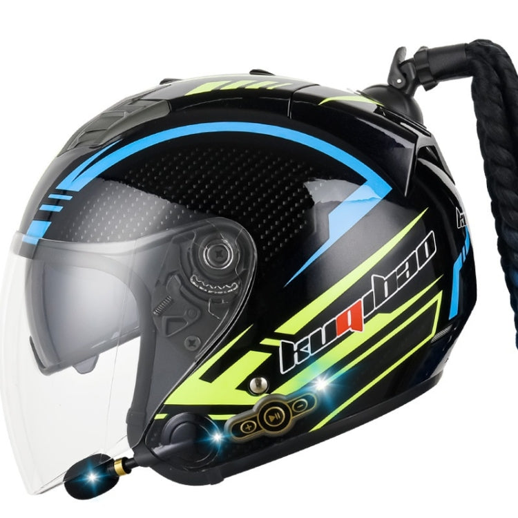 KUQIBAO Motorcycle Bluetooth Headset Double Lens Helmet With Braid, Size: XXL(Bright Black Phantom Fiber) - Helmets by KUQIBAO | Online Shopping UK | buy2fix
