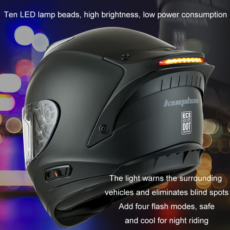 KUQIBAO Motorcycle Dual Lens Anti-Fog Helmet With LED Light, Size: XXL(Shiny Black) - Helmets by KUQIBAO | Online Shopping UK | buy2fix