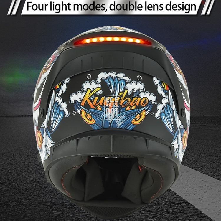 KUQIBAO Motorcycle Dual Lens Anti-Fog Helmet With LED Light, Size: XXL(Shiny Black) - Helmets by KUQIBAO | Online Shopping UK | buy2fix