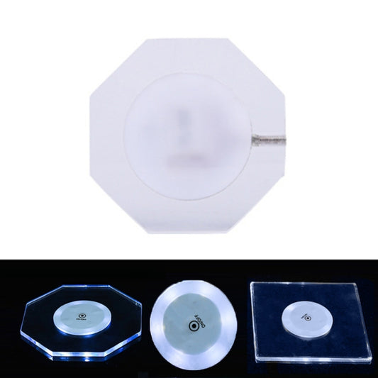 100x10mm Octagonal USB Charging LED Light Up Acrylic Coaster Transparent Crystal Base(White Light) - Car Drink Holders by buy2fix | Online Shopping UK | buy2fix