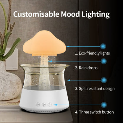 CH06 300ml Rain Humidifier Mushroom Cloud Colorful Night Lamp Aromatherapy Machine, Style: Without Remote Controller(Light Wood Grain) - Air Purifiers & Accessories by buy2fix | Online Shopping UK | buy2fix