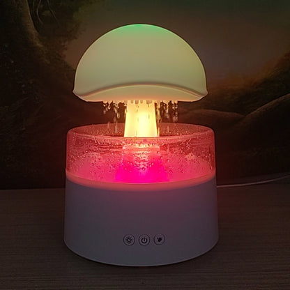 500ml Rain Humidifier Mushroom Cloud Colorful Night Lamp Aromatherapy Machine With Remote Control, Style: USB Direct Plug(White) - Air Purifiers & Accessories by buy2fix | Online Shopping UK | buy2fix