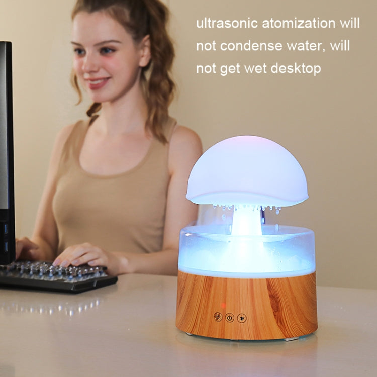 500ml Rain Humidifier Mushroom Cloud Colorful Night Lamp Aromatherapy Machine With Remote Control, Style: USB Direct Plug(White) - Air Purifiers & Accessories by buy2fix | Online Shopping UK | buy2fix