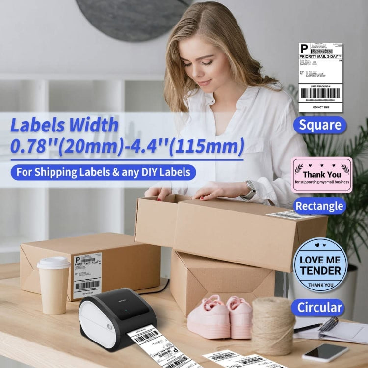 Phomemo D520-BT Bluetooth Thermal Shipping Label Printer Wireless Desktop Printer For Barcode Address Labels, Size: EU(Pink White) - Printer by Phomemo | Online Shopping UK | buy2fix