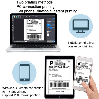 Phomemo PM241-BT Bluetooth Address Label Printer Thermal Shipping Package Label Maker, Size: EU(Silver) - Printer by Phomemo | Online Shopping UK | buy2fix