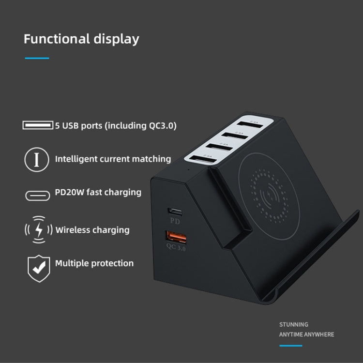 PD 20W +QC 3.0 Wireless Charging+6 Ports Multi-function Charger(US Plug) - Multifunction Charger by buy2fix | Online Shopping UK | buy2fix