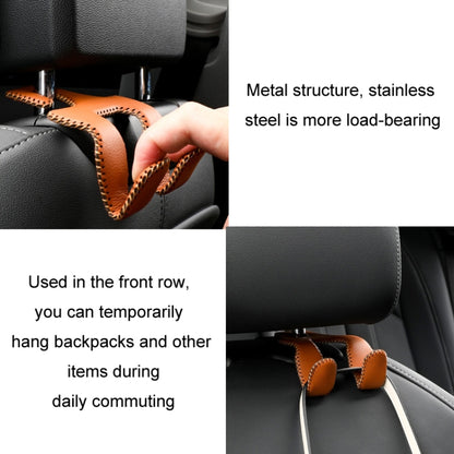 Car Double Hook Stainless Steel Rear Headrest Mobile Phone Holder(Beige) - Auto Fastener & Clips by buy2fix | Online Shopping UK | buy2fix