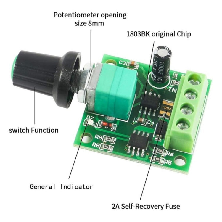 2pcs 1.8V/3V/5V/6V/12V 2A PWM DC Motor Governor Switch(1803BK) - Modules Expansions Accessories by buy2fix | Online Shopping UK | buy2fix