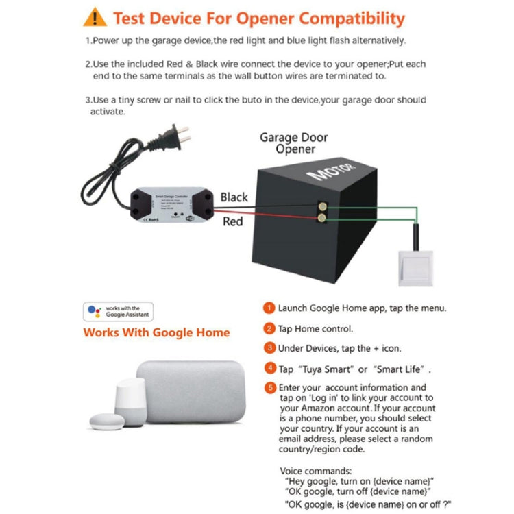 Tuya APP Remote Control WIFI Smart Garage Door Controller, Specification: AU Plug - Smart Switch by Tuya | Online Shopping UK | buy2fix