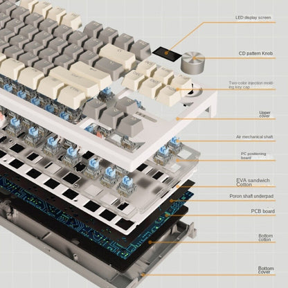 LANGTU LT84 Mechanical Luminous Keyboard, Style: Wireless Tri-Mode RGB Sea-Air Axis Pro ( Whiteout ) - Wireless Keyboard by LANGTU | Online Shopping UK | buy2fix