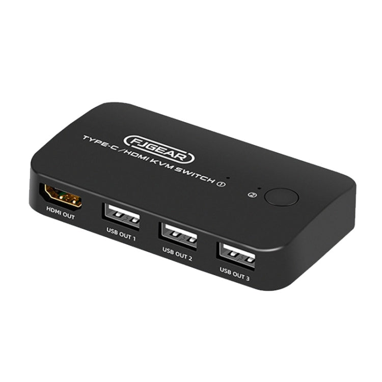 FJGEAR FJ-TYH201 Type-C / HDMI KVM Switch With Desktop Controller - Switch by FJGEAR | Online Shopping UK | buy2fix