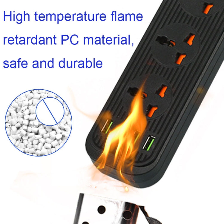 A03 2m 3000W 5 Plugs + 4-USB Ports Multifunctional Flame-retardant Socket with Switch(US Plug) - Extension Socket by buy2fix | Online Shopping UK | buy2fix