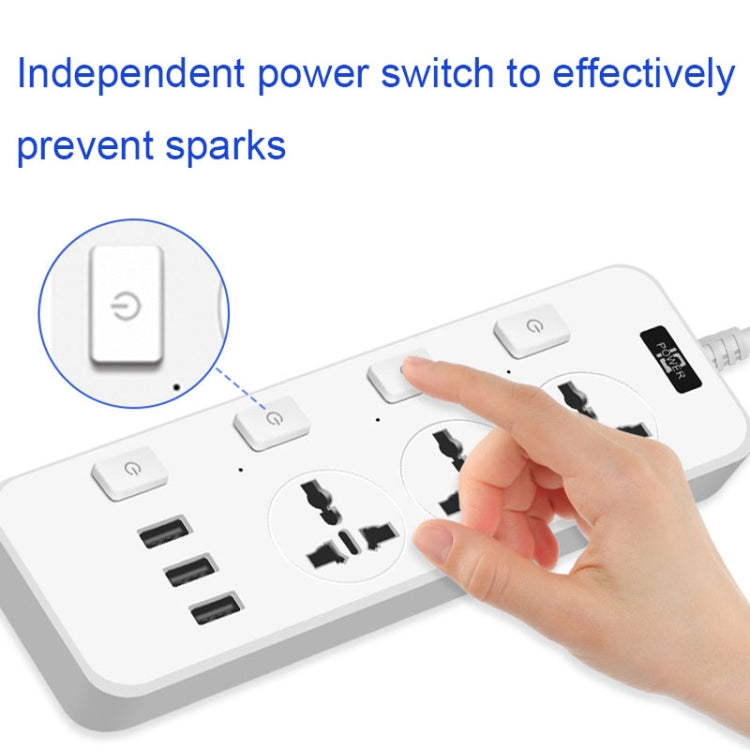T14 2m 2500W 3 Plugs + 3-USB Ports Multifunctional Socket With Switch, Specification: UK Plug (White) - Extension Socket by buy2fix | Online Shopping UK | buy2fix