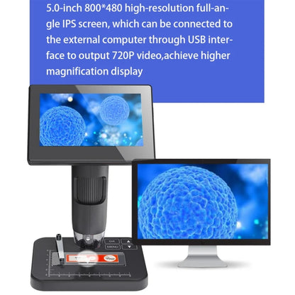 HD Electronic Digital Microscope 5 Inch Screen Touch Key 8000X Biological Cell Electronic Magnifying Glass - Digital Microscope by buy2fix | Online Shopping UK | buy2fix