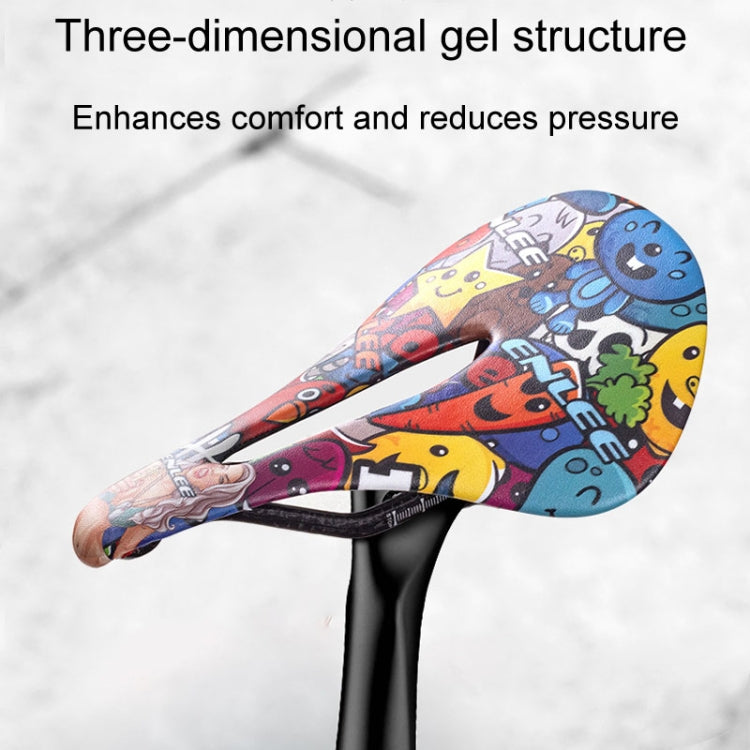 ENLEE E-ZD412 Bicycle Carbon Fiber Cushion Outdoor Riding Mountain Bike Saddle, Style: Graffiti - Bicycle Saddle by ENLEE | Online Shopping UK | buy2fix