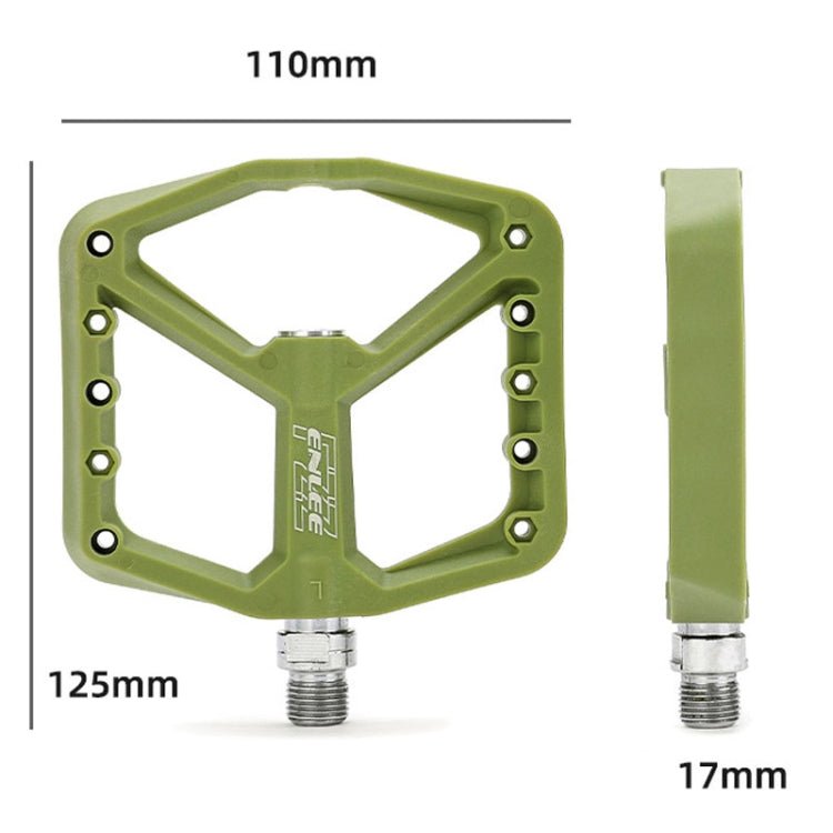 ENLEE F228 1pair Bicycle Nylon Pedals Mountain Bike Widened Riding Footrests(Olive Green) - Pedals by ENLEE | Online Shopping UK | buy2fix