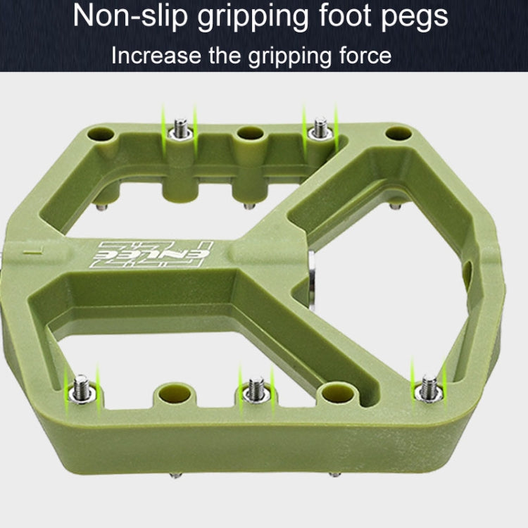 ENLEE F228 1pair Bicycle Nylon Pedals Mountain Bike Widened Riding Footrests(Olive Green) - Pedals by ENLEE | Online Shopping UK | buy2fix