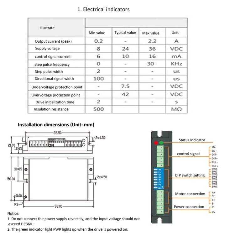 HANPOSE HPD332 2.2A 8-36V Stepper Motor Driver For 20 28 35 42 Motor - Parts by HANPOSE | Online Shopping UK | buy2fix